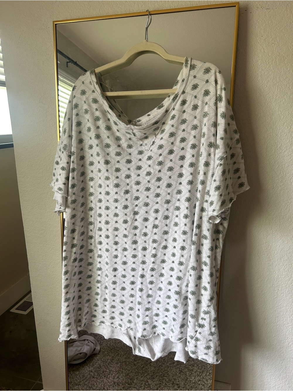 Free People White Floral-Print oversized t-shirt Romper